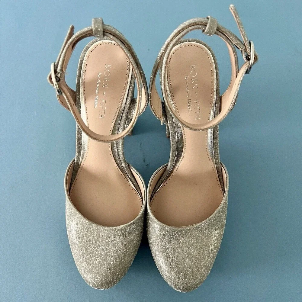Antonio Melani x Born on Fifth Liv Metallic Glitter Closed Toe Platform Pumps 9